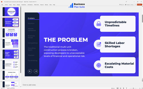 3d printed house construction pitch deck problem slide bpt
