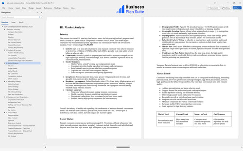 a la carte restaurant business plan market analysis bpt