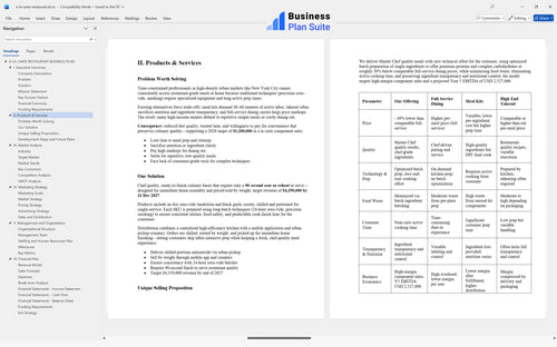 a la carte restaurant business plan products bpt