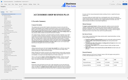 accessories boutique business plan executive summary bpt
