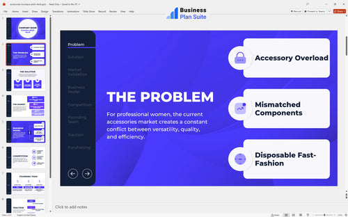accessories boutique pitch deck problem slide bpt
