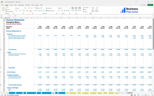 accounting agency financial model income statement bpt
