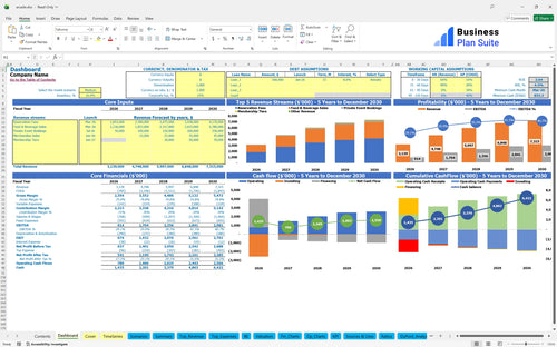 arcade financial model dashboard bpt