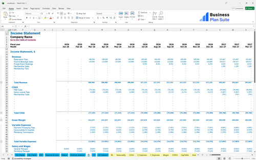 arcade financial model income statement bpt