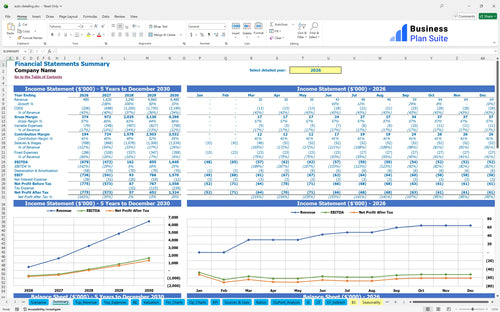 auto detailing financial model summary bpt