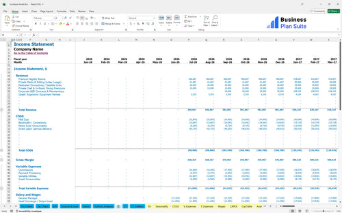 boutique hotel financial model income statement bpt
