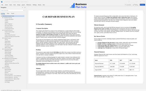 car repair business plan executive summary bpt