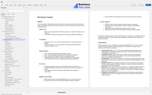 car repair business plan market analysis bpt