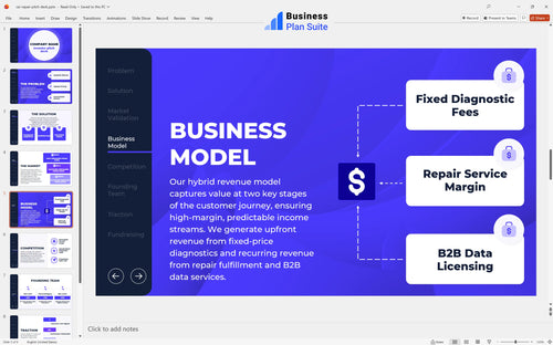 car repair pitch deck business model slide bpt