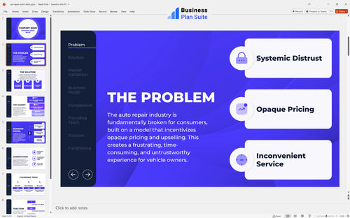 car repair pitch deck problem slide bpt