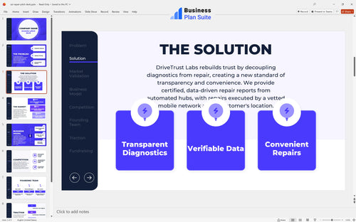 car repair pitch deck solution slide bpt