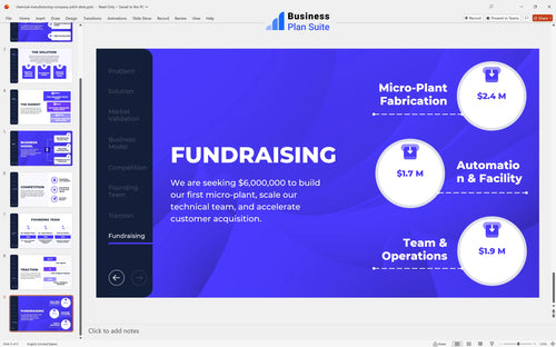 chemical manufacturing company pitch deck fundraising slide bpt