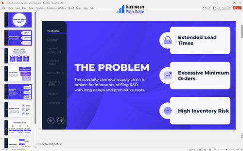 chemical manufacturing company pitch deck problem slide bpt
