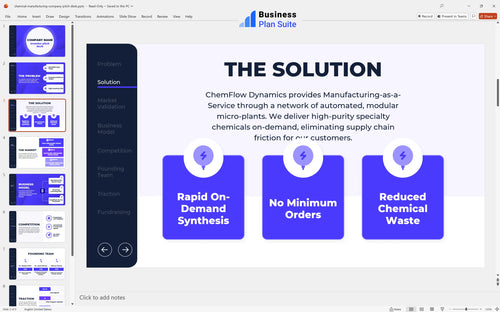 chemical manufacturing company pitch deck solution slide bpt