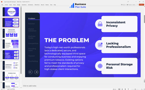 cigar lounge pitch deck problem slide bpt