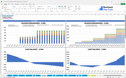 construction and demolition waste management financial model financial charts bpt