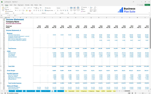 cryotherapy financial model income statement bpt