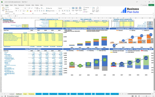 custom virtual reality experiences financial model dashboard bpt