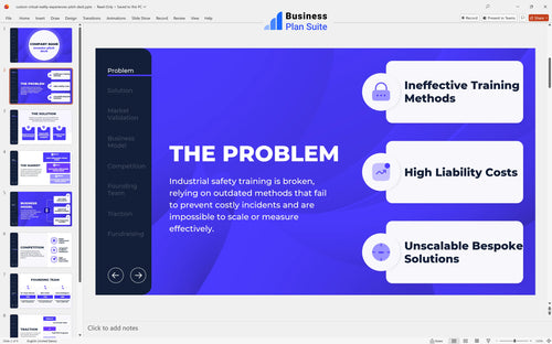 custom virtual reality experiences pitch deck problem slide bpt