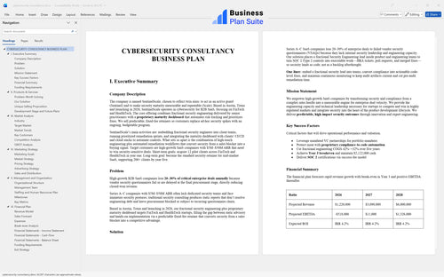 cybersecurity consultancy business plan executive summary bpt