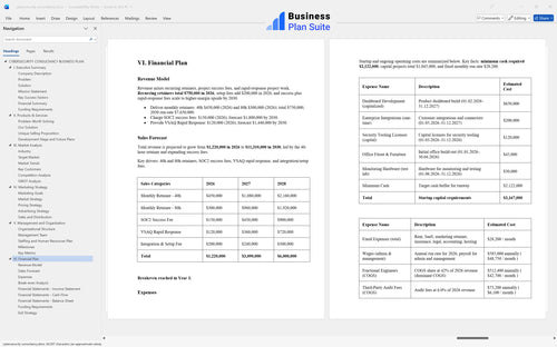 cybersecurity consultancy business plan financial plan bpt