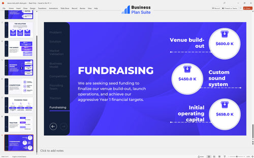 dance club pitch deck fundraising slide bpt