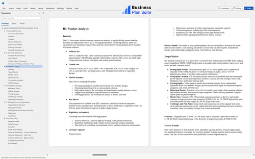 data center construction business plan market analysis bpt