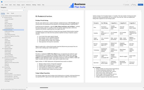 data center construction business plan products bpt