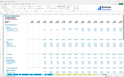 deli restaurant financial model income statement bpt