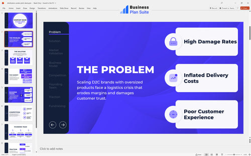 distribution center pitch deck problem slide bpt