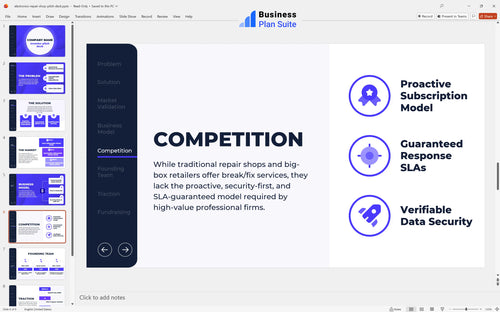 electronics repair shop pitch deck competition slide bpt