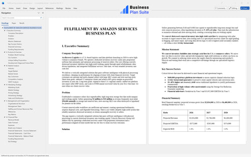fulfillment by amazon services business plan executive summary bpt
