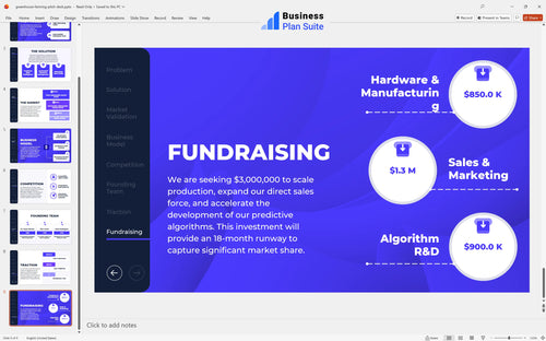 greenhouse farming pitch deck fundraising slide bpt
