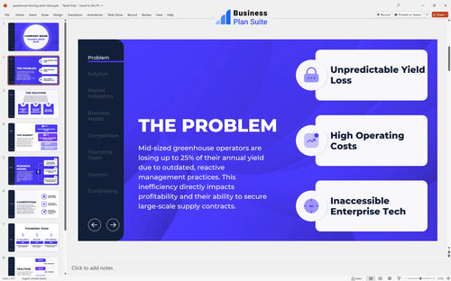 greenhouse farming pitch deck problem slide bpt