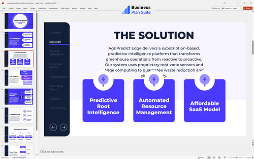 greenhouse farming pitch deck solution slide bpt