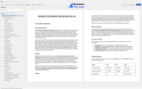 hair extensions business plan executive summary bpt