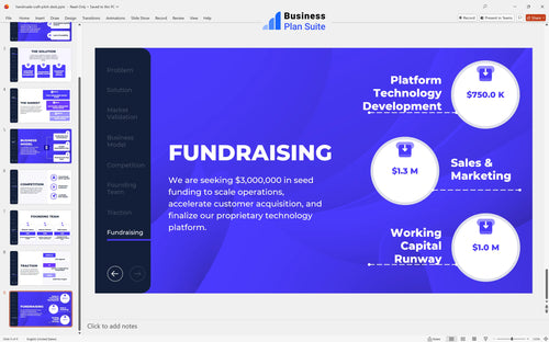 handmade craft pitch deck fundraising slide bpt