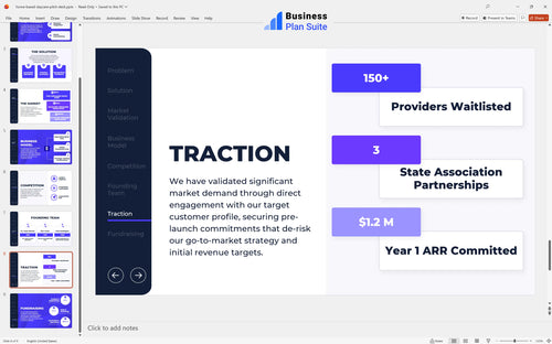 home based daycare pitch deck traction slide bpt