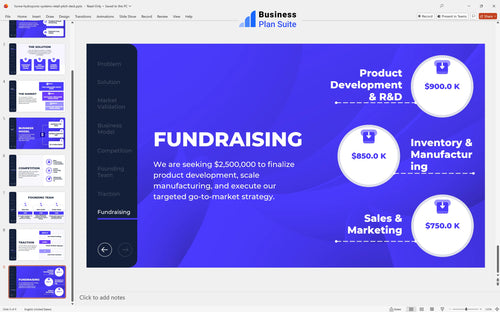 home hydroponic systems retail pitch deck fundraising slide bpt