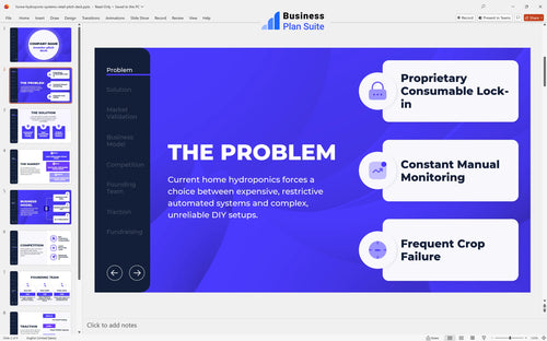 home hydroponic systems retail pitch deck problem slide bpt