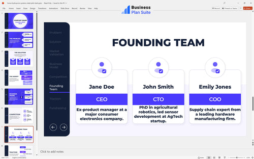 home hydroponic systems retail pitch deck team slide bpt