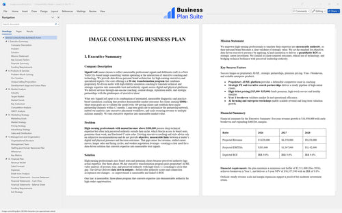 image consulting business plan executive summary bpt