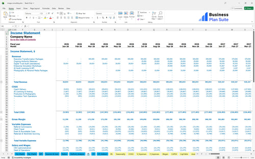 image consulting financial model income statement bpt