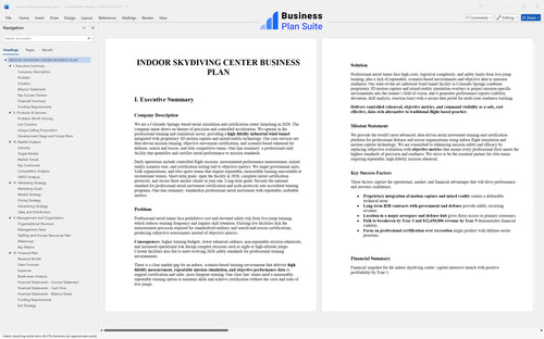 indoor skydiving center business plan executive summary bpt