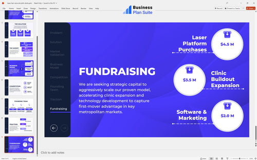 laser hair removal pitch deck fundraising slide bpt