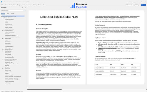 limousine taxi business plan executive summary bpt