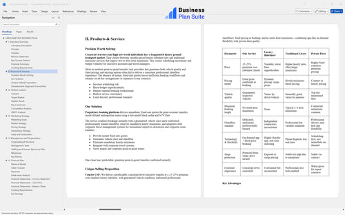 limousine taxi business plan products bpt