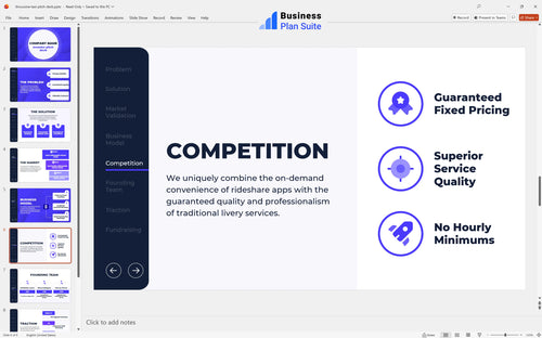 limousine taxi pitch deck competition slide bpt