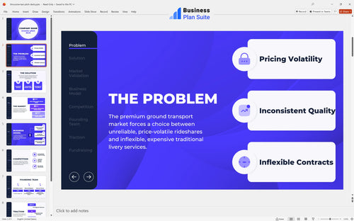 limousine taxi pitch deck problem slide bpt