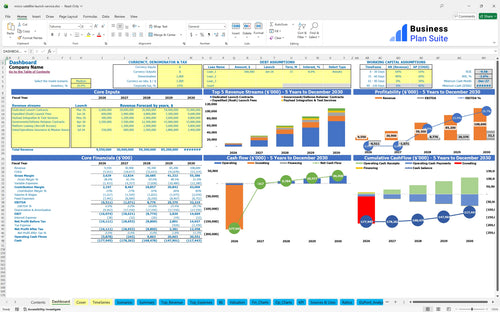 micro satellite launch service financial model dashboard bpt